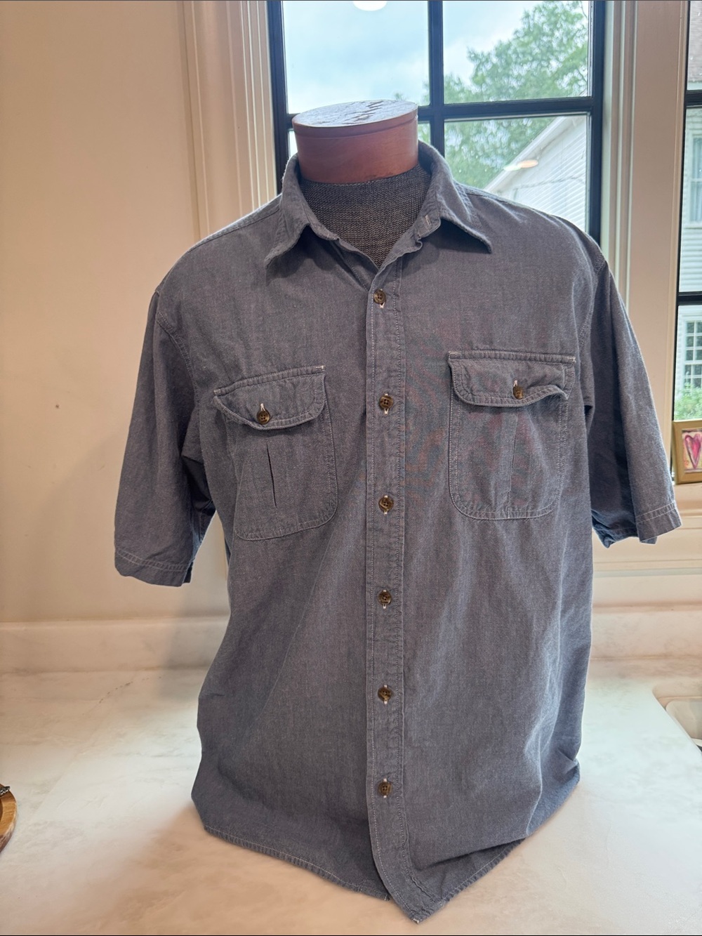 RedHead Men’s Short-Sleeve Button-Down Shirt in Faded Blue